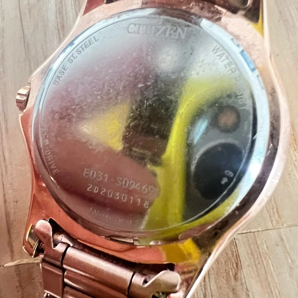 Citizen eco-drive ladies rose gold tone solar dress watch